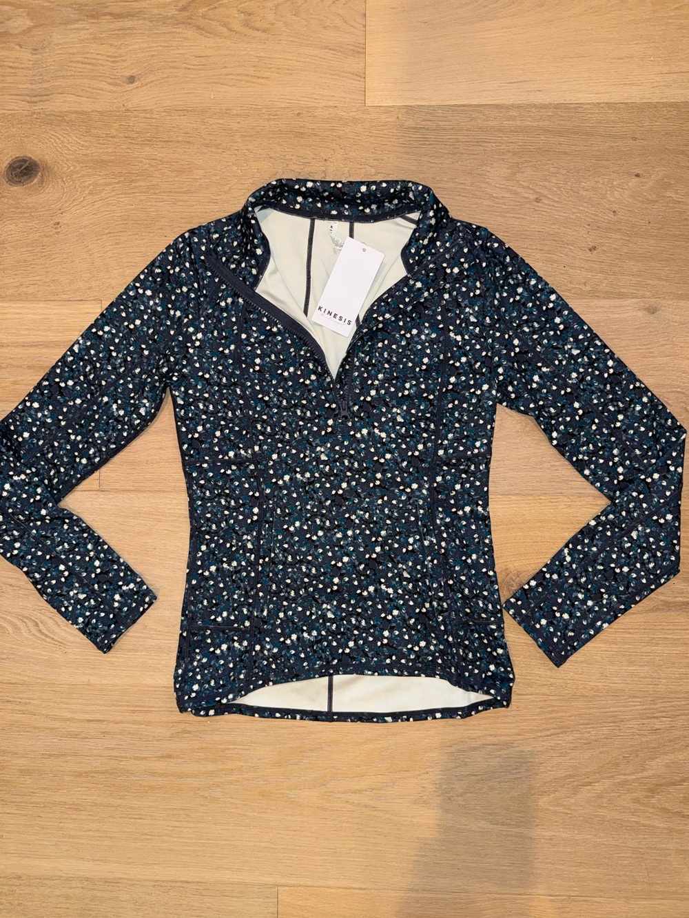 NWT Kinesis Knit Long Sleeve 1/4 Zip Fern Daisy Workout Pullover Women's XS